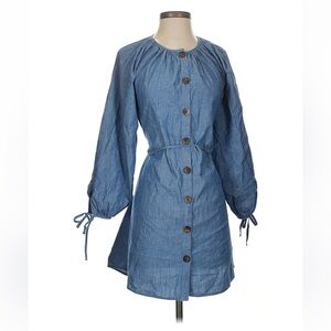 J. Crew Long Sleeve Denim Dress with Button Detail